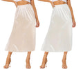 Ellames Womens 2 Pieces Half Slips for Under Dresses Satin Long Underskirt Half Slip Shirt Skirt Extender White & Nude 27" X-Large