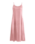 Wanberry Xintianji Womens Basic Satin Silky Full Slip Midi Loose Dress with V-Neck Sexy Cami Adjustable Strap Wear Nightgown Dresses Pink XL